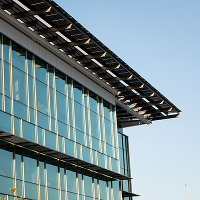 closeup of windows of Life Sciences building