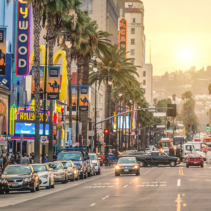 Hollywood street with buildings