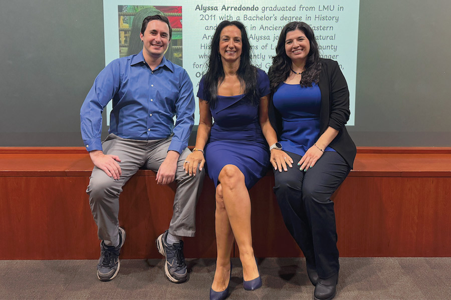 Professor Katerina Zacharia, and BCLA Alums Daniel Priore and Alyssa Arredondo