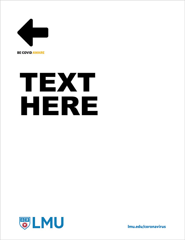 Editable signage with a left-facing arrow