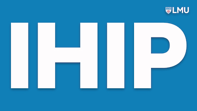 IHIP Zoom blue background with large letters 